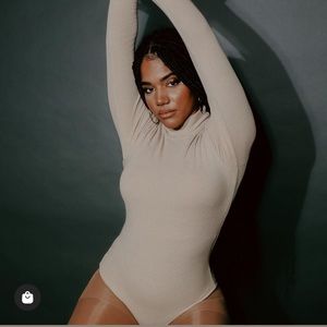 Klassy Network Mock Neck Beige Brami Bodysuit Bramisuit